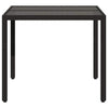 Schwarzer Gartentisch Teodosea 90x90x75cm (Polyrattan mit Glasplatte)
