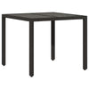 Schwarzer Gartentisch Teodosea 90x90x75cm (Polyrattan mit Glasplatte)
