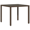 Brauner Gartentisch Teodosea 90x90x75cm (Polyrattan mit Glasplatte)
