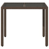 Brauner Gartentisch Teodosea 90x90x75cm (Polyrattan mit Glasplatte)
