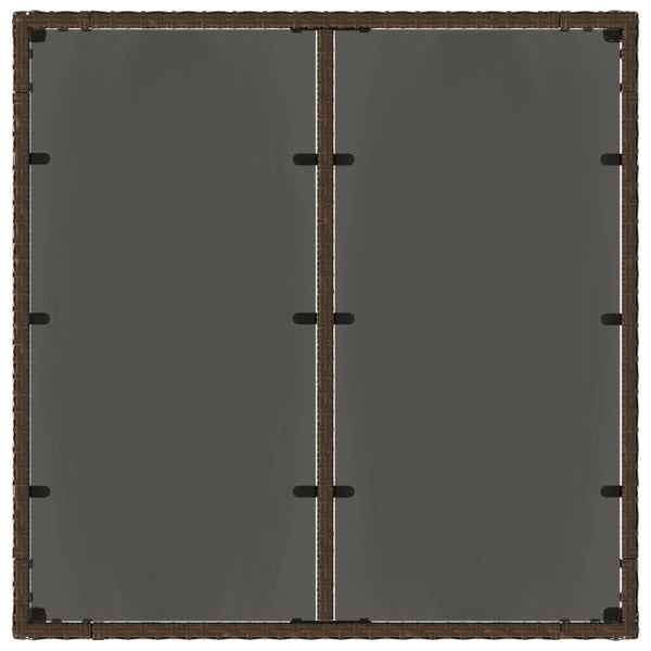 Brauner Gartentisch Teodosea 90x90x75cm (Polyrattan mit Glasplatte)