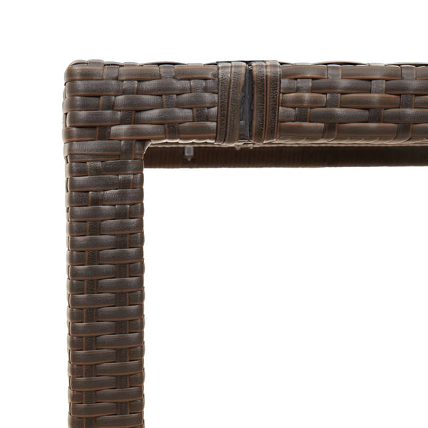 Brauner Gartentisch Teodosea 90x90x75cm (Polyrattan mit Glasplatte)