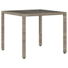 Grauer Gartentisch Teodosea 90x90x75cm (Polyrattan mit Glasplatte)
