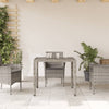 Grauer Gartentisch Teodosea 90x90x75cm (Polyrattan mit Glasplatte)