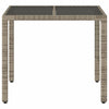 Grauer Gartentisch Teodosea 90x90x75cm (Polyrattan mit Glasplatte)