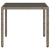 Grauer Gartentisch Teodosea 90x90x75cm (Polyrattan mit Glasplatte)