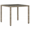 Grauer Gartentisch Teodosea 90x90x75cm (Polyrattan mit Glasplatte)