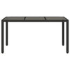 Schwarzer Gartentisch mit Glasplatte Teodosea 150x90x75cm (Polyrattan)
