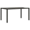 Schwarzer Gartentisch mit Glasplatte Teodosea 150x90x75cm (Polyrattan)