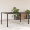 Schwarzer Gartentisch mit Glasplatte Teodosea 150x90x75cm (Polyrattan)