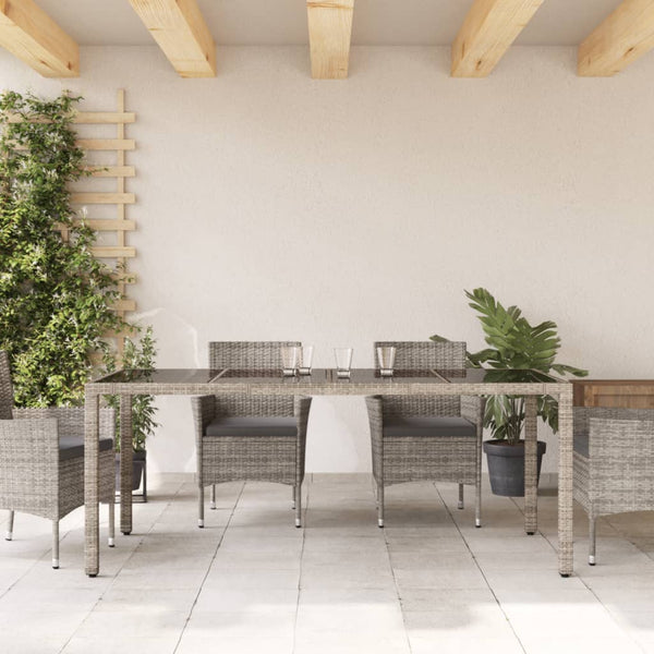 Grauer Gartentisch Teodosea 190x90x75cm (Polyrattan)
