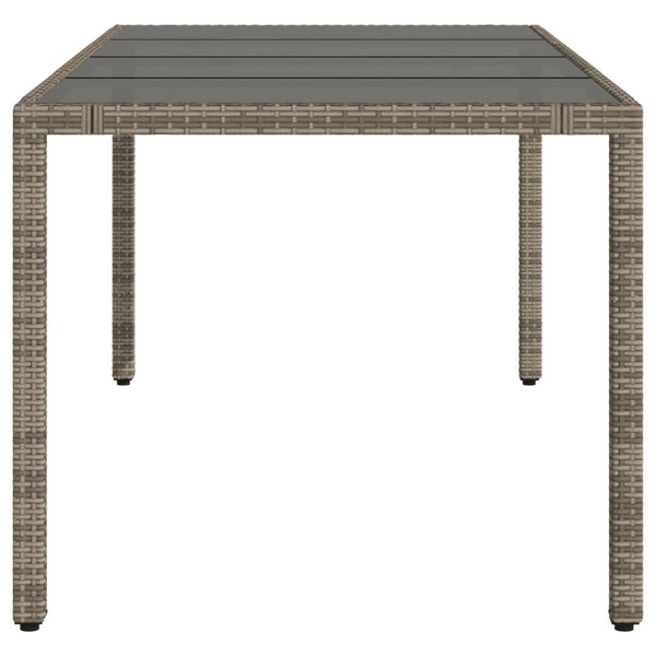Grauer Gartentisch Teodosea 190x90x75cm (Polyrattan)
