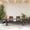 Schwarzer Gartentisch mit Akazienholzplatte Teodosea 240x90x75cm (Polyrattan)