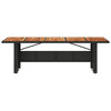 Schwarzer Gartentisch mit Akazienholzplatte Teodosea 240x90x75cm (Polyrattan)