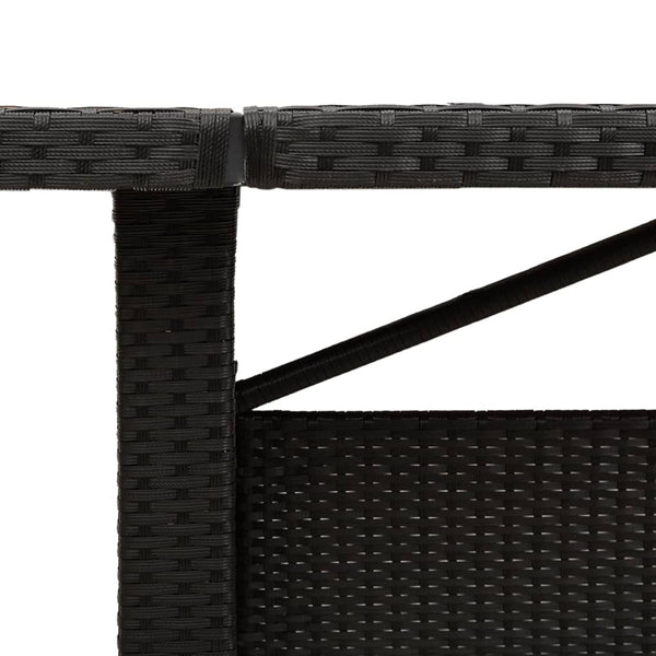 Schwarzer Gartentisch mit Akazienholzplatte Teodosea 240x90x75cm (Polyrattan)
