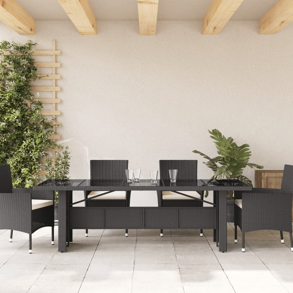 Schwarzer Gartentisch Teodosea 240x90x75cm (Polyrattan)