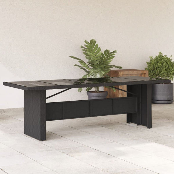 Schwarzer Gartentisch Teodosea 240x90x75cm (Polyrattan)