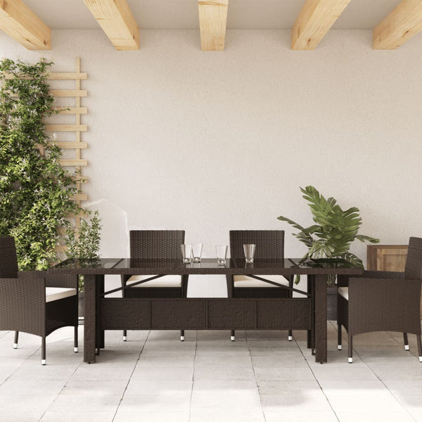 Ruskea puutarhapöytä Teodosea 240x90x75cm (polyrottinki)