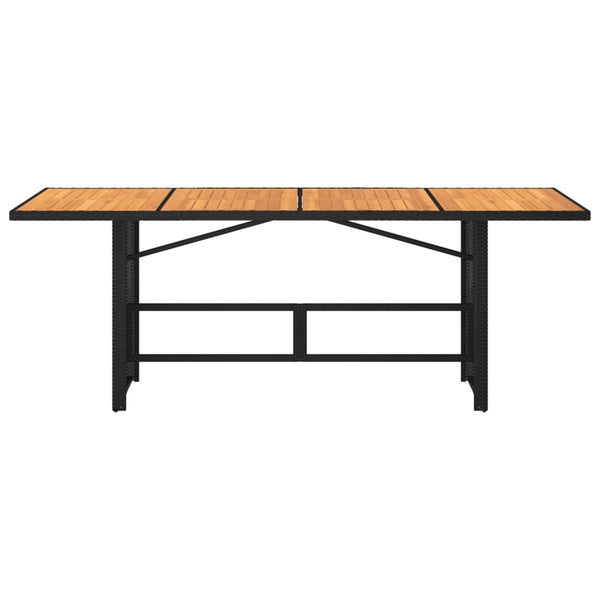 Schwarzer Gartentisch Akazie Tischplatte Naica 190x80x75cm (Polyrattan)