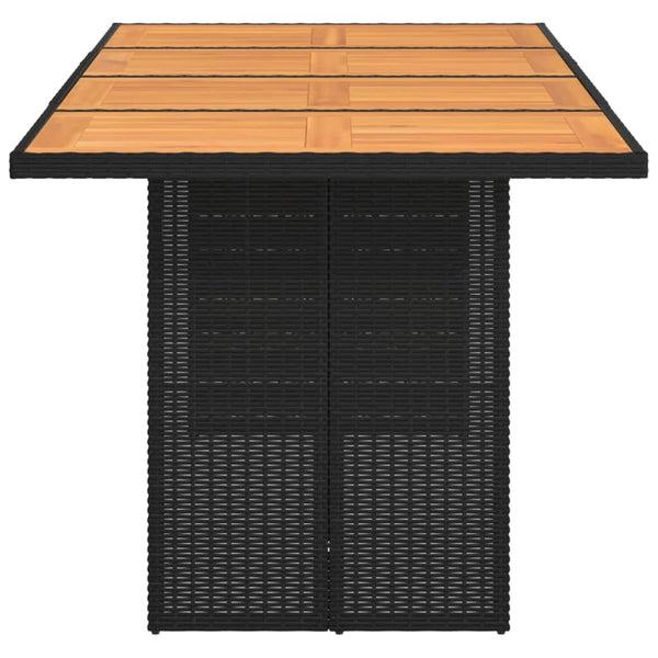 Schwarzer Gartentisch Akazie Tischplatte Naica 190x80x75cm (Polyrattan)