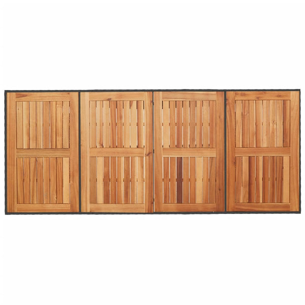 Schwarzer Gartentisch Akazie Tischplatte Naica 190x80x75cm (Polyrattan)