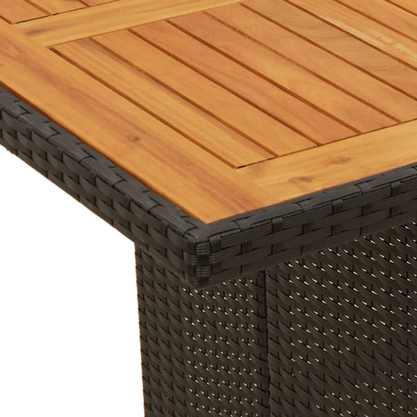 Schwarzer Gartentisch Akazie Tischplatte Naica 190x80x75cm (Polyrattan)