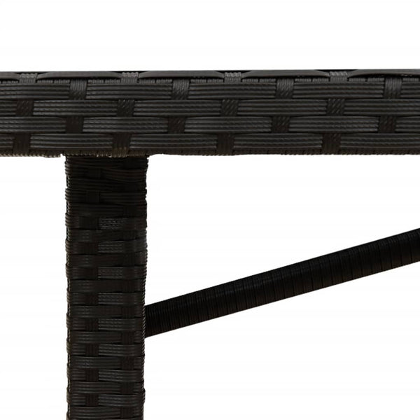 Schwarzer Gartentisch Akazie Tischplatte Naica 190x80x75cm (Polyrattan)