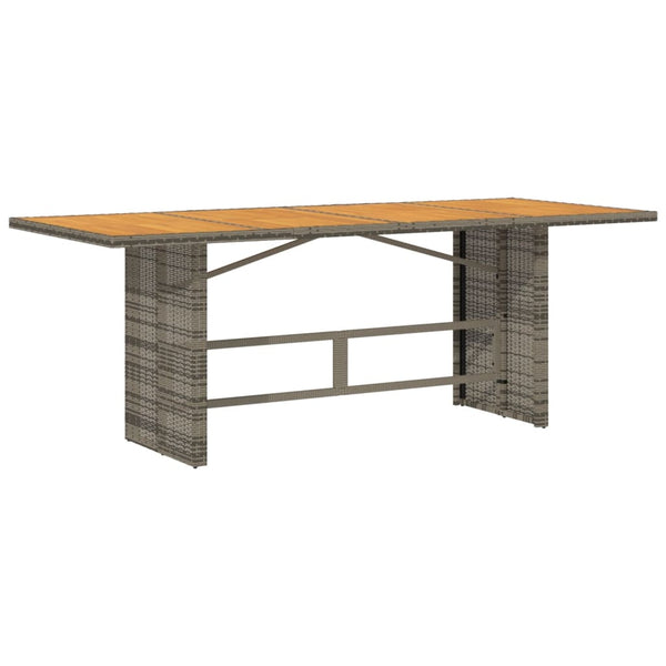 Grauer Gartentisch Akazie Tischplatte Naica 190x80x75cm (Polyrattan)