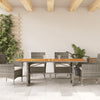 Grauer Gartentisch Akazie Tischplatte Naica 190x80x75cm (Polyrattan)
