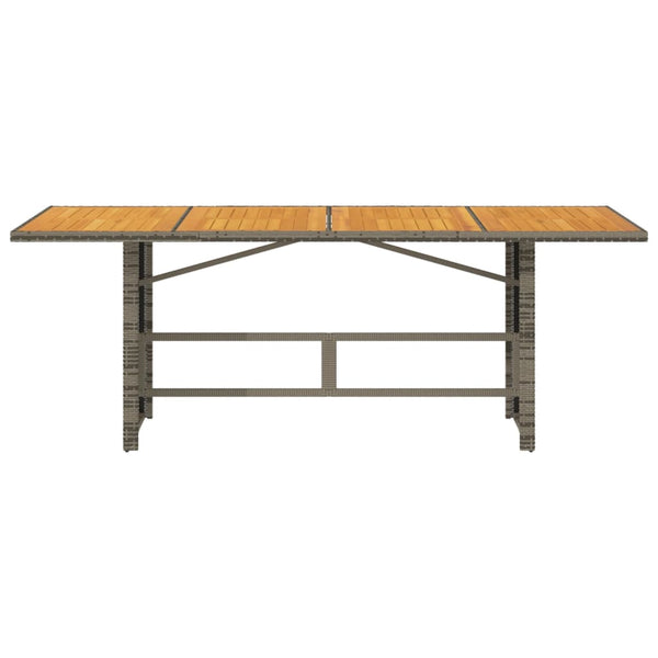 Grauer Gartentisch Akazie Tischplatte Naica 190x80x75cm (Polyrattan)