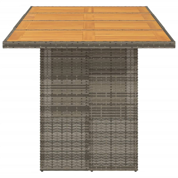 Grauer Gartentisch Akazie Tischplatte Naica 190x80x75cm (Polyrattan)