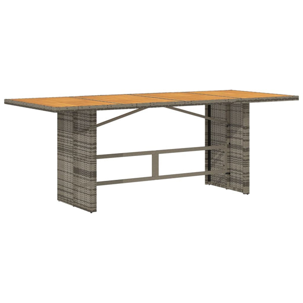 Grauer Gartentisch Akazie Tischplatte Naica 190x80x75cm (Polyrattan)