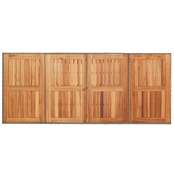 Grauer Gartentisch Akazie Tischplatte Naica 190x80x75cm (Polyrattan)