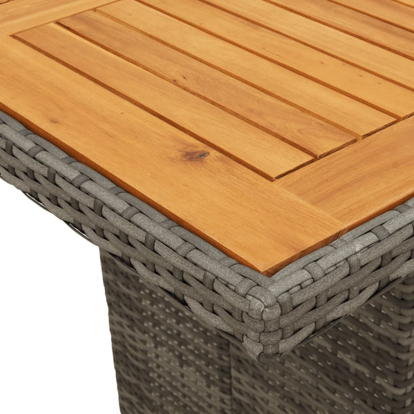Grauer Gartentisch Akazie Tischplatte Naica 190x80x75cm (Polyrattan)