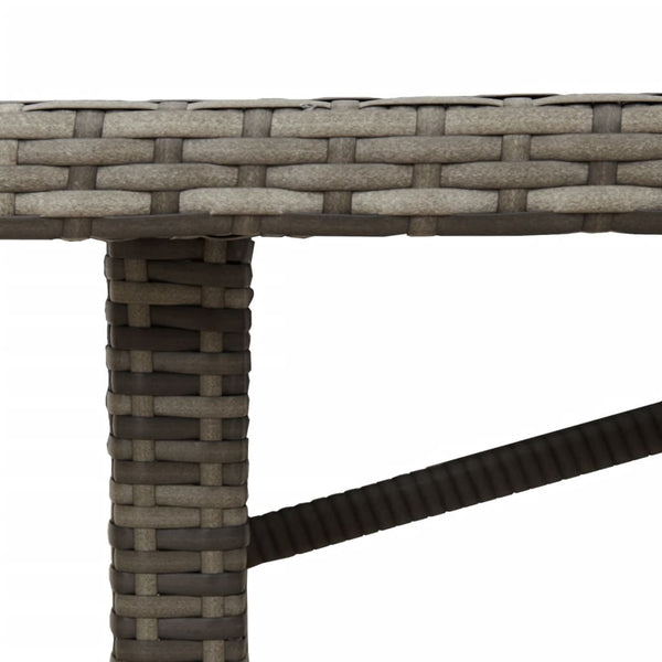 Grauer Gartentisch Akazie Tischplatte Naica 190x80x75cm (Polyrattan)