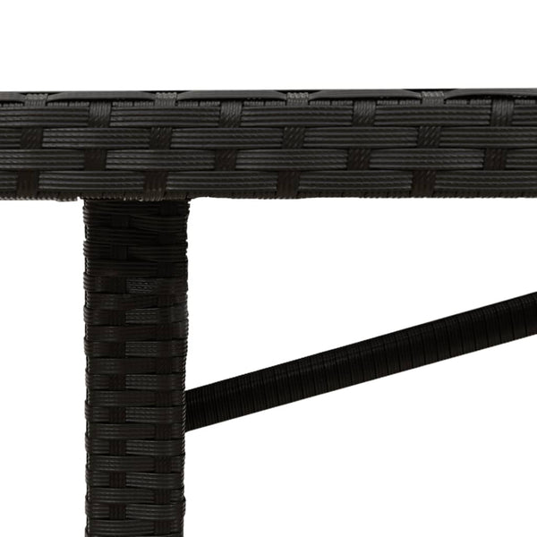 Schwarzer Gartentisch mit Glasplatte Naica 190x80x75cm (Polyrattan)
