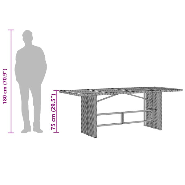 Grauer Gartentisch Naica 190x80x75cm (Polyrattan)