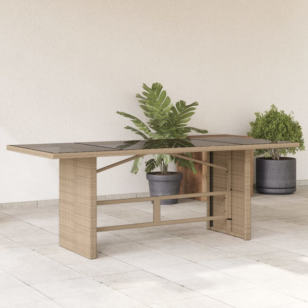 Beige puutarhapöytä Naica 190x80x75cm (polyrottinki)