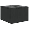 Schwarzer Gartentisch Tarabega 55x55x37cm (Polyrattan mit Glasplatte)