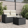 Schwarzer Gartentisch Tarabega 55x55x37cm (Polyrattan mit Glasplatte)