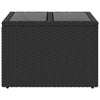 Schwarzer Gartentisch Tarabega 55x55x37cm (Polyrattan mit Glasplatte)