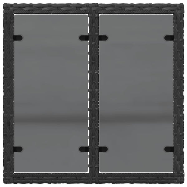 Schwarzer Gartentisch Tarabega 55x55x37cm (Polyrattan mit Glasplatte)