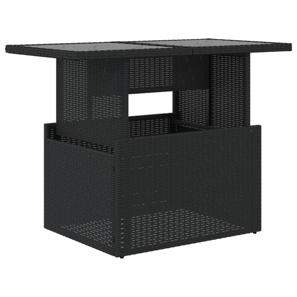 Schwarzer Gartentisch mit Glasplatte Dorus 100x55x73cm (Polyrattan)