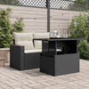 Schwarzer Gartentisch mit Glasplatte Dorus 100x55x73cm (Polyrattan)