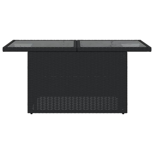 Schwarzer Gartentisch mit Glasplatte Dorus 100x55x73cm (Polyrattan)