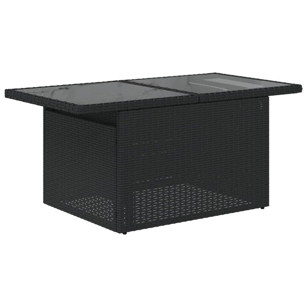 Schwarzer Gartentisch mit Glasplatte Dorus 100x55x73cm (Polyrattan)