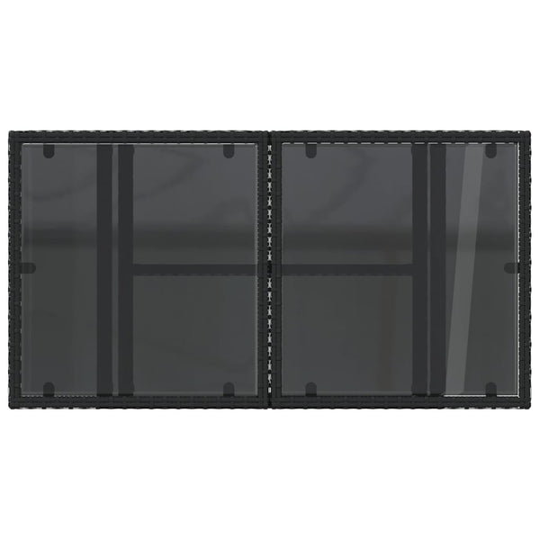 Schwarzer Gartentisch mit Glasplatte Dorus 100x55x73cm (Polyrattan)