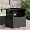 Schwarzer Gartentisch mit Glasplatte Dorus 100x55x73cm (Polyrattan)
