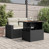 Schwarzer Gartentisch Dorus 100x55x73cm (Polyrattan und Akazienholz)