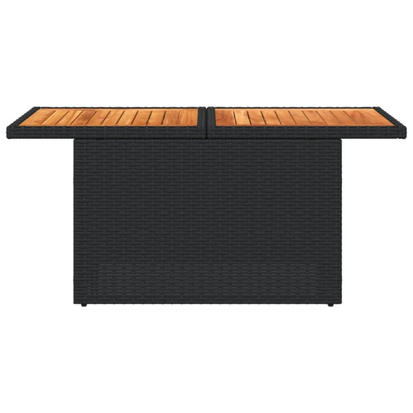 Schwarzer Gartentisch Dorus 100x55x73cm (Polyrattan und Akazienholz)